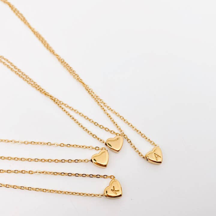 Mio Queena - Wholesale Pendant/Charm Necklace - Stainless Steel Heart-shaped Alphabet Pendant Necklace