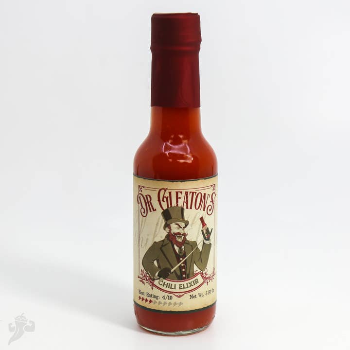 Dr. Gleaton's Chili Elixir, Bourbon Barrel Aged Hot Sauce for wholesale by Powerful Pepper Co. LLC