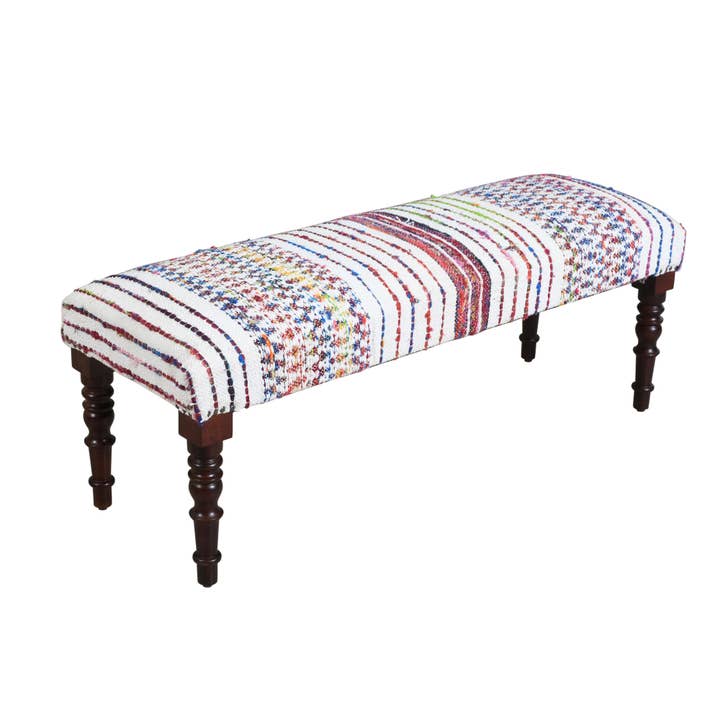 LR Home - Wholesale Bench - Striped Multicolor Farmhouse Indoor Bench