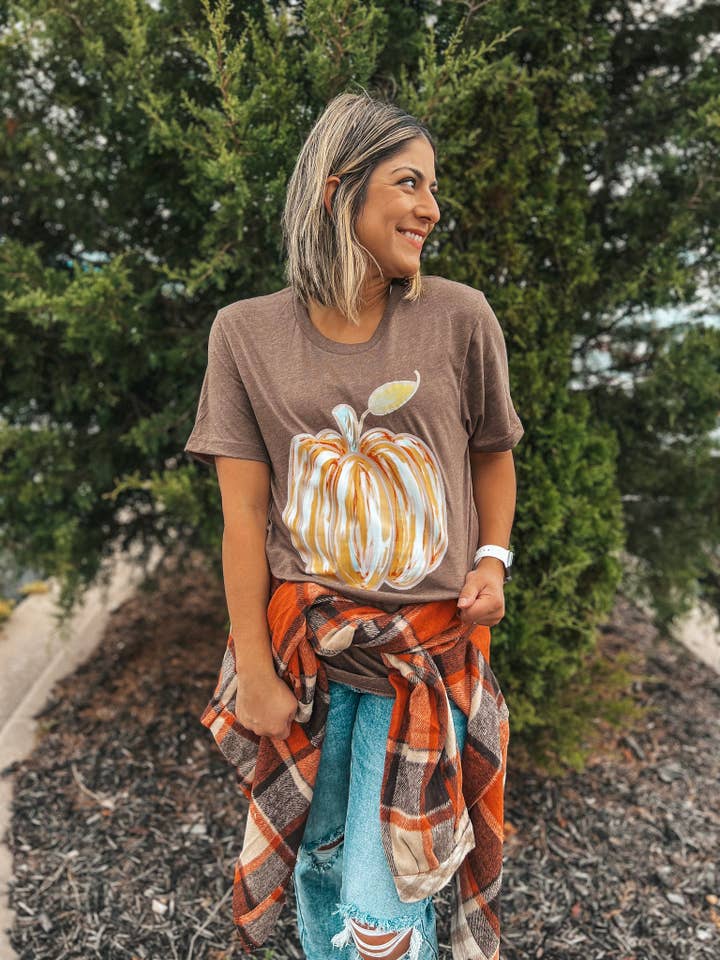 Southern Babe Wholesale - Wholesale T-Shirt (Graphic) - Women's - WATERCOLOR PUMPKIN TEE - Bella Canvas Design1
