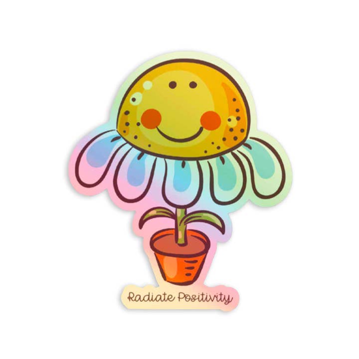 Autocollant Marguerite Rayonnez de Positivité (HOLOGRAPHIQUE) pour la vente par Line & Script