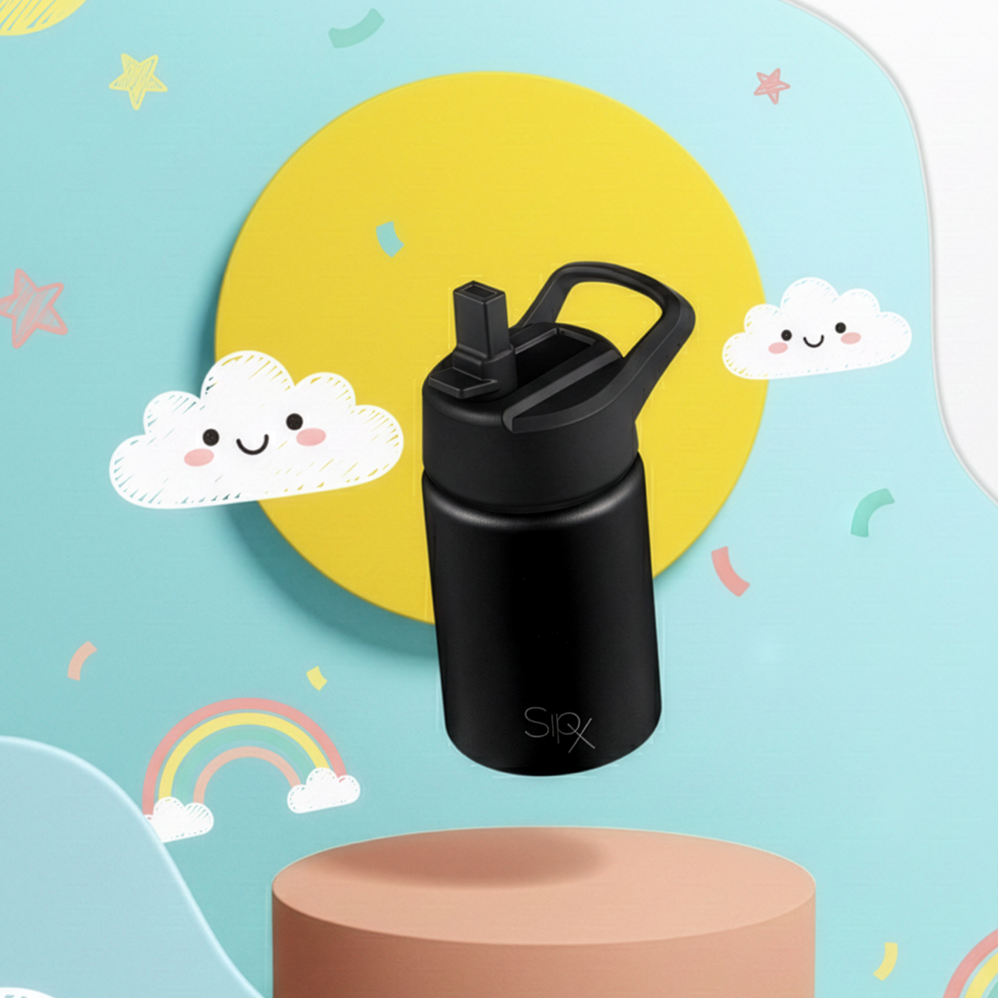 SipX – Garrafa de água por atacado – Garrafa Térmica Infantil de 355 ml com Canudo e Alça7