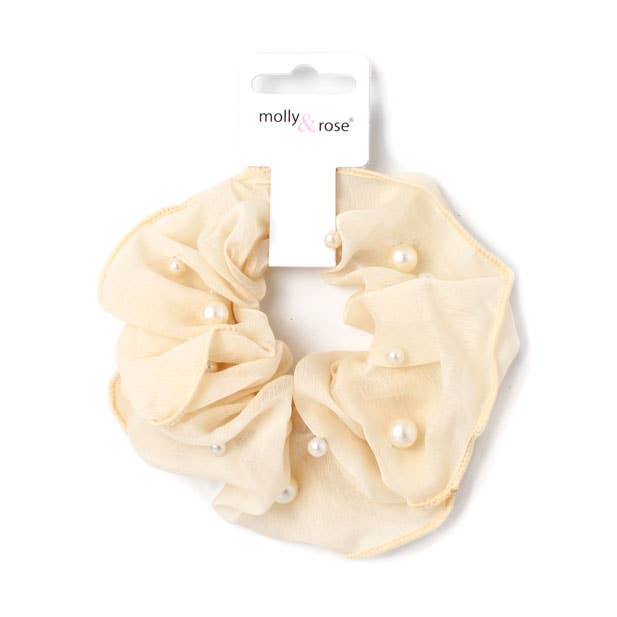 Inca UK - Wholesale Scrunchie - Women's - Chiffon and pearl bead scrunchie.Dia. 13cm1