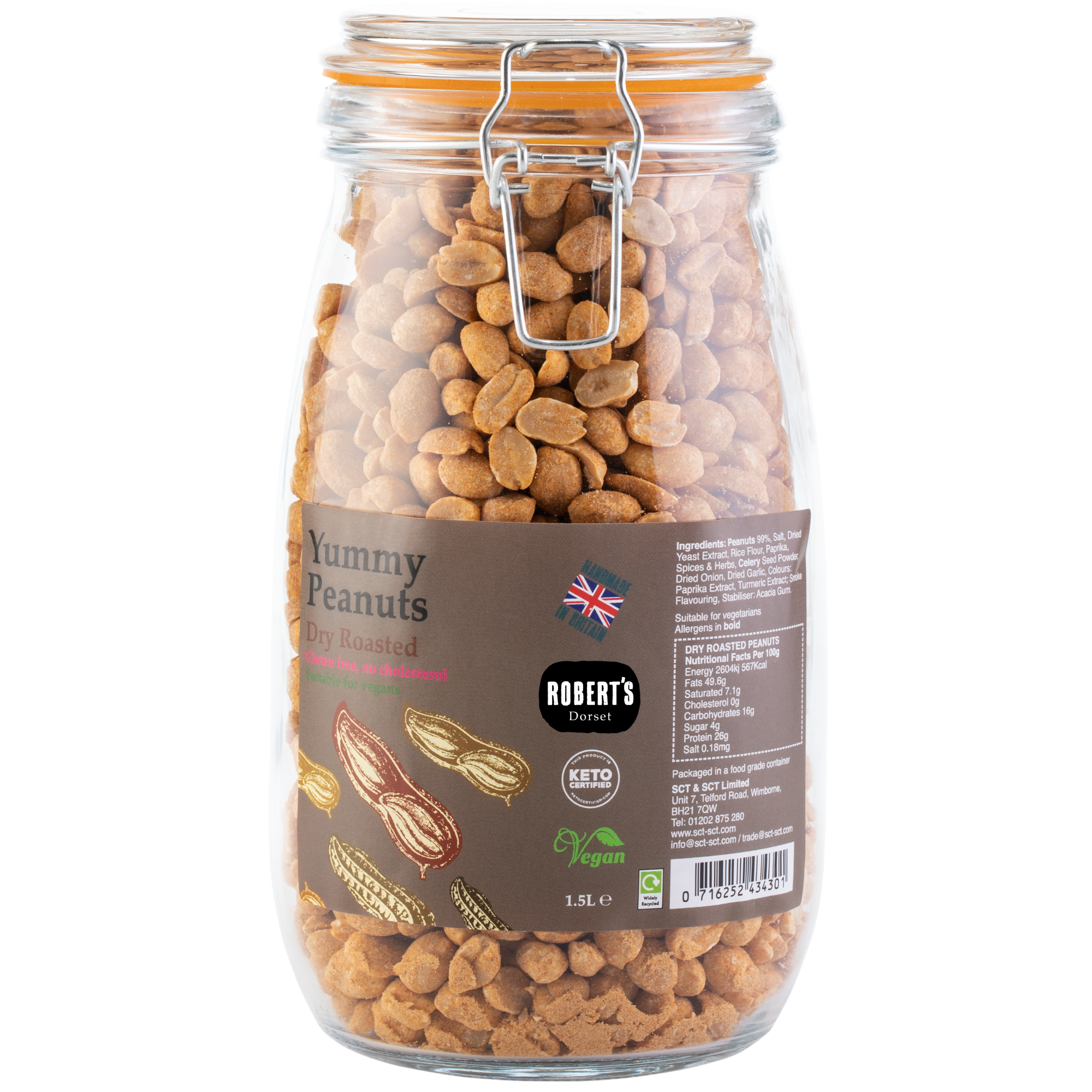 Robert’s Dorset – wholesale Nuts – Yummy Peanuts 1.5L / 1Kg Glass Jar 2