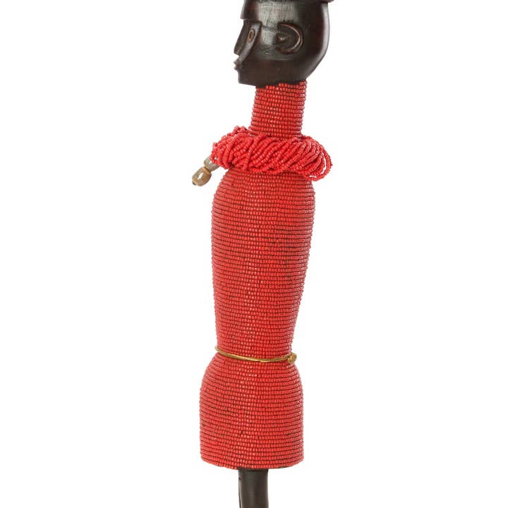 Swahili | AFRICAN MODERN - Wholesale Decorative Figurine - 19" Beaded Namji Dolls with Necklaces and Hats5
