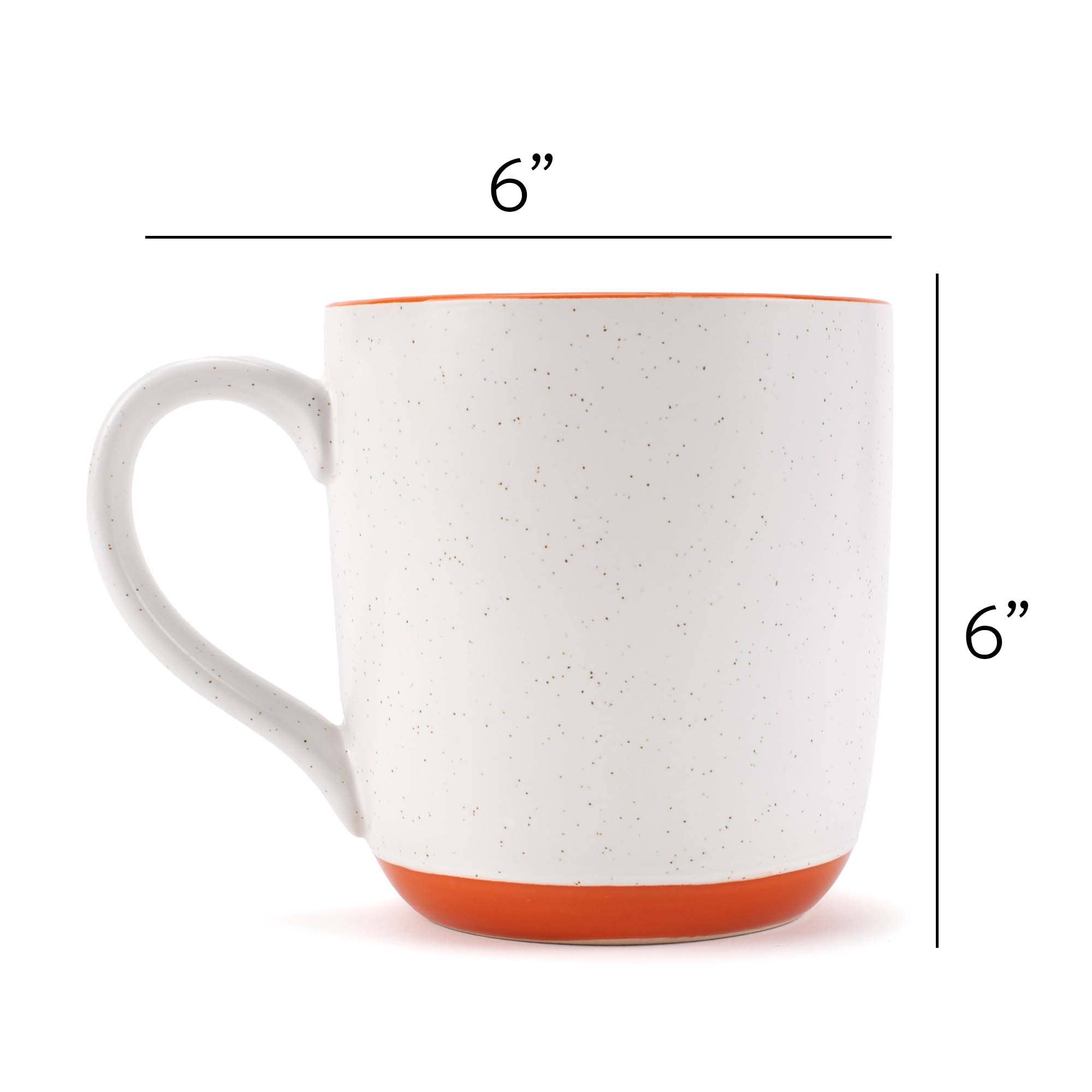 EAST AVENUE - Wholesale Coffee Mug - Ceramic Speckled Mugs 4-Pk White and Orange PRICE IS PER MUG4