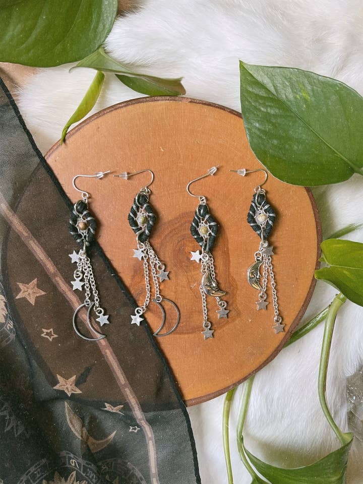 Shooting Star Dreamcatcher Earring Set with Green Opal for wholesale by Lutis Flower Creations