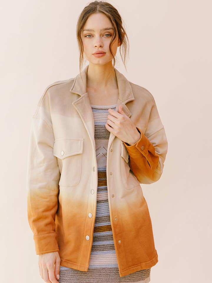 JT4040 VC- Oversized ombre jacket (shacket) for wholesale by STORIA