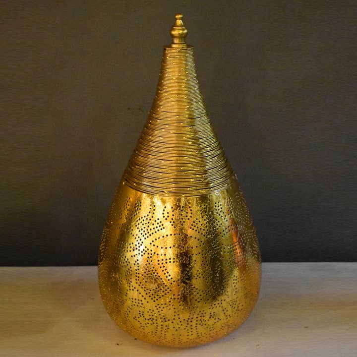 Lille dråbeformet bordlampe med trådmønster for engroshandel hos Orientals