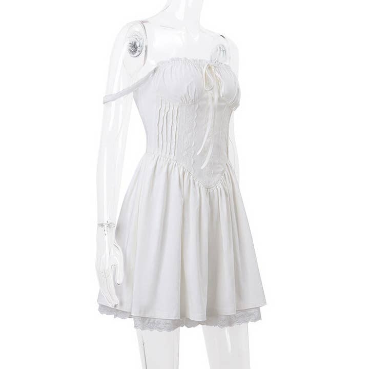 Sweetkama - Wholesale Dress – Women's - Sweetkama Bowknot Low Chest Girdling Lace Halter Dress6
