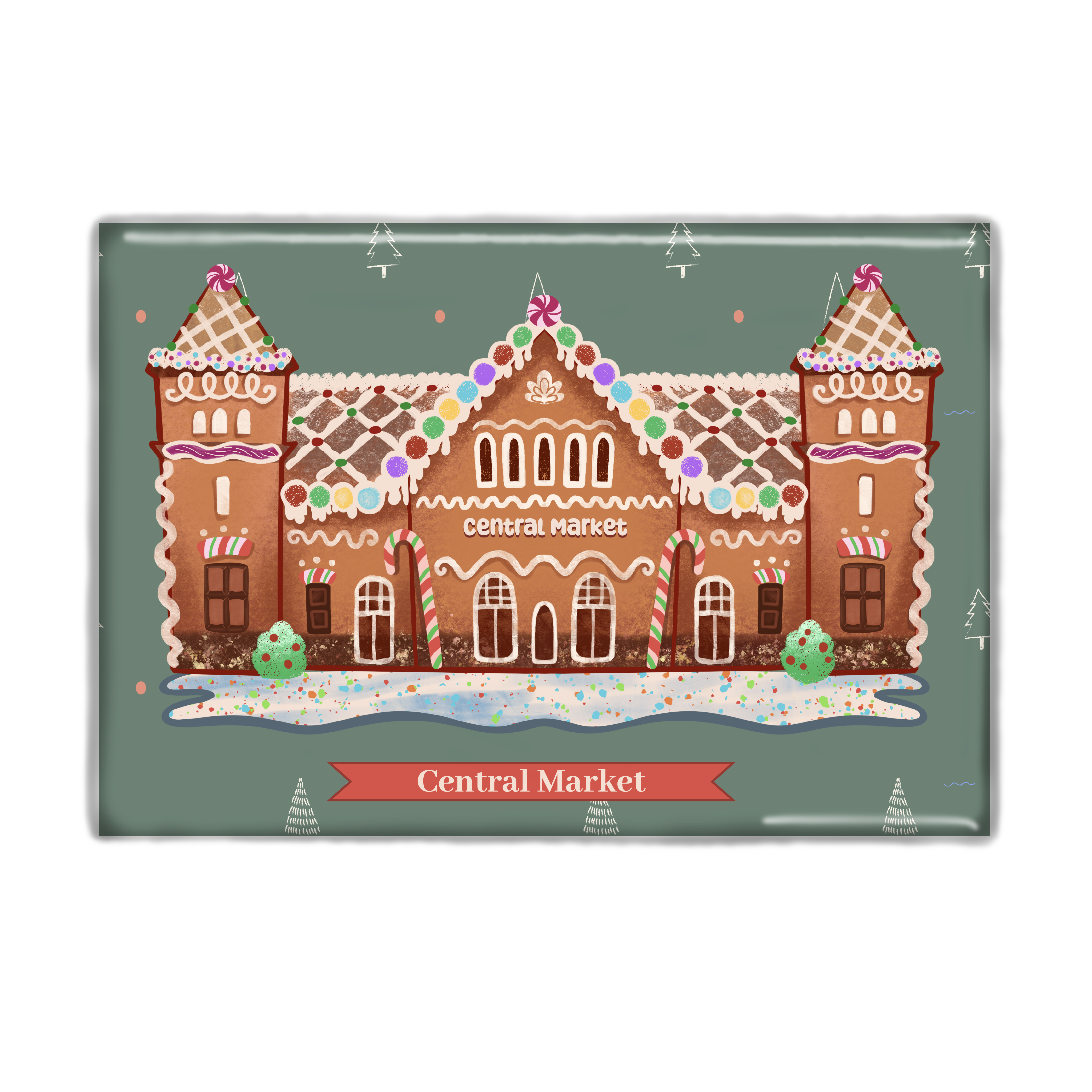 Lucky Mfg. Co. - Wholesale Magnet - Gingerbread Lancaster Central Market Holiday Magnet0