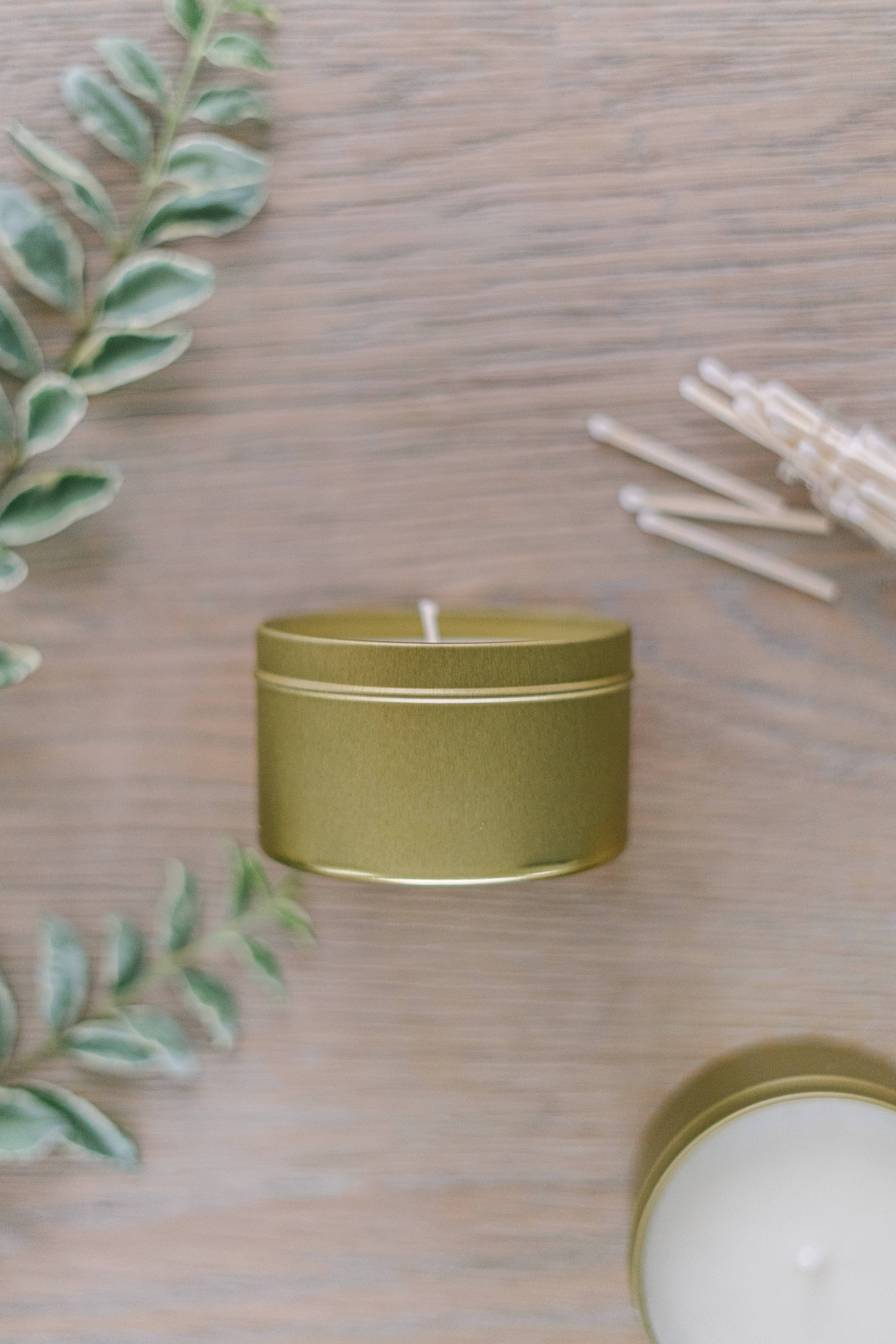 River Birch Candles - Wholesale Travel Candles - 8oz Unlabeled Gold Tin Soy Candle-Private Label-Brandless5