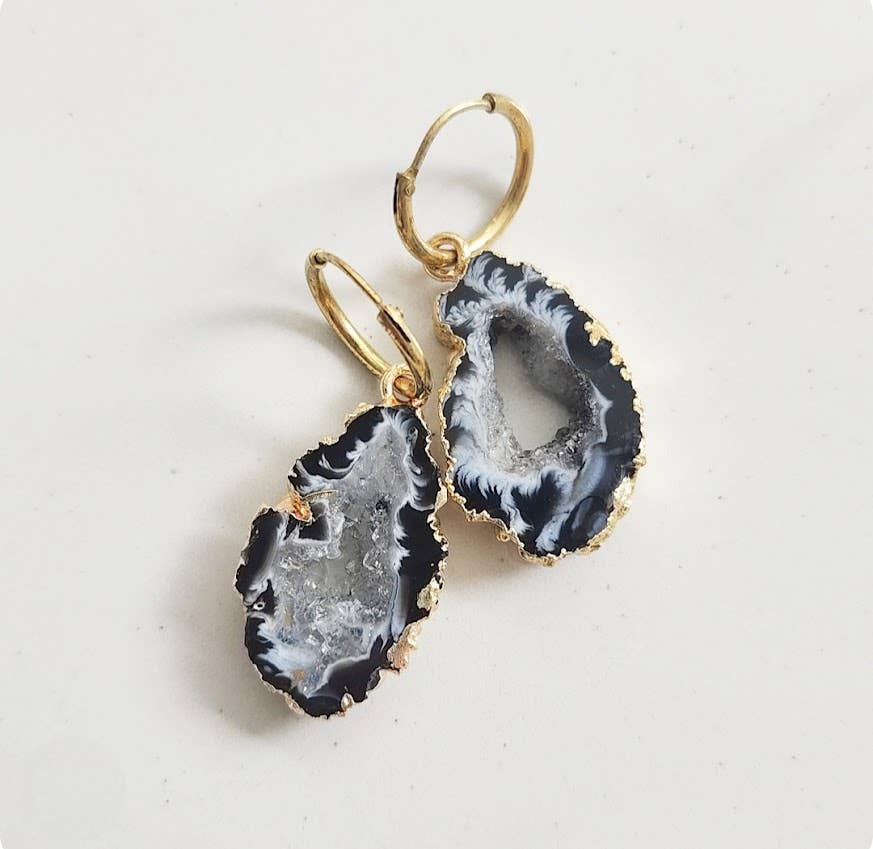 Sara Sela Jewelry - Wholesale Dangle Earrings - Gold Plated Agate/Druzy Dangle and Drop Earrings6