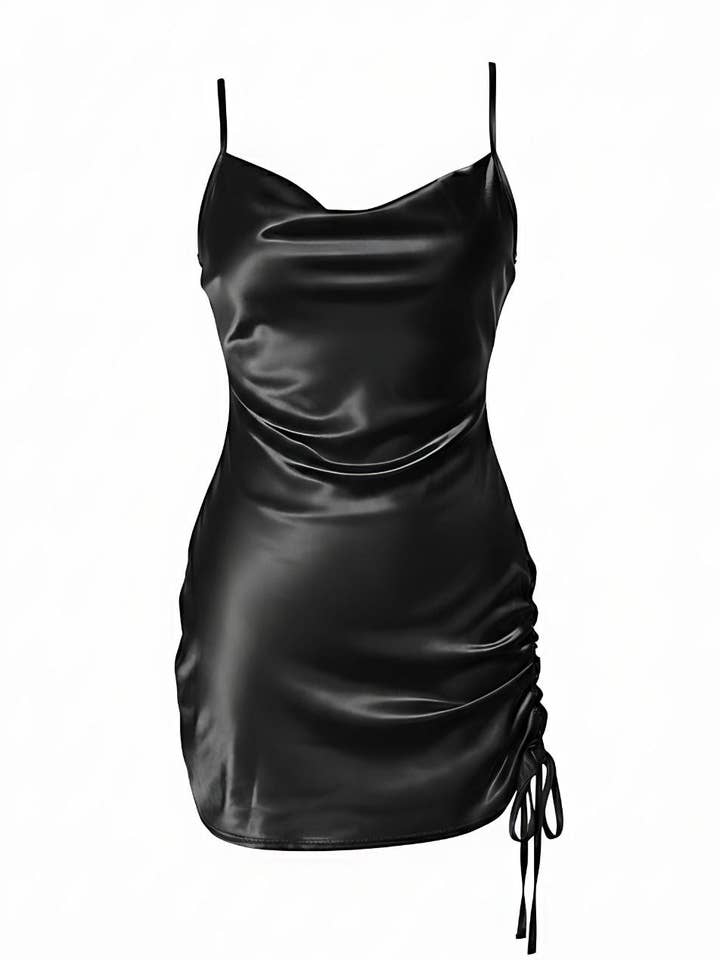 Vestido Mini Ajustado Rojo con Cuello Fruncido para venta al por mayor de AVINCI