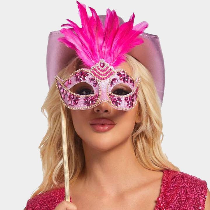 Madeline Love – wholesale Costume – Women's – Rhinestone Feather Embellished Masquerade Halloween Mask1