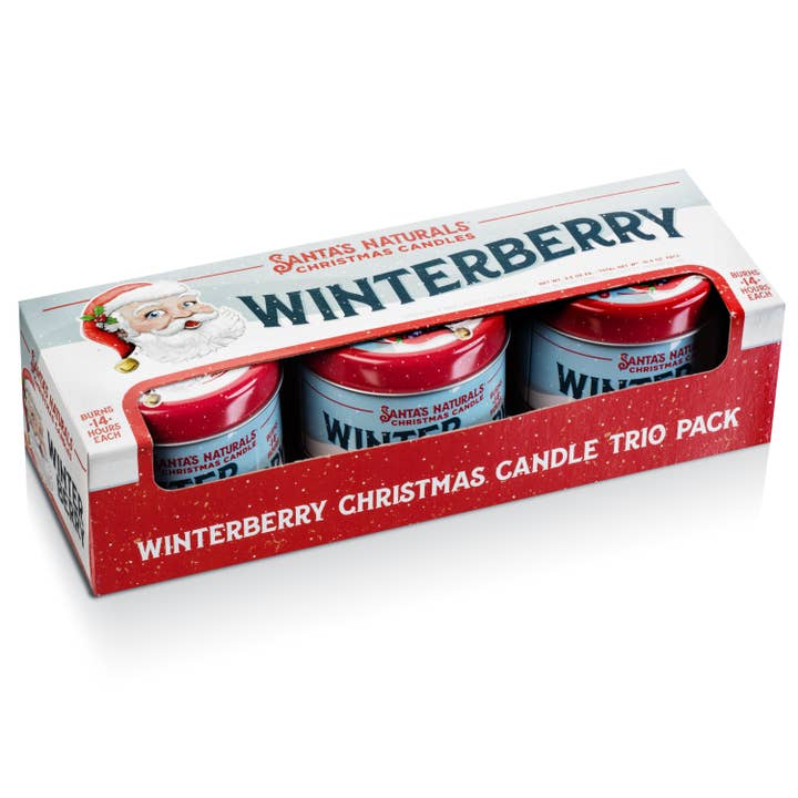 Christmas Candle in Winter Berry 3.5oz Mini Trio ($10 each) for wholesale by Santa's Naturals