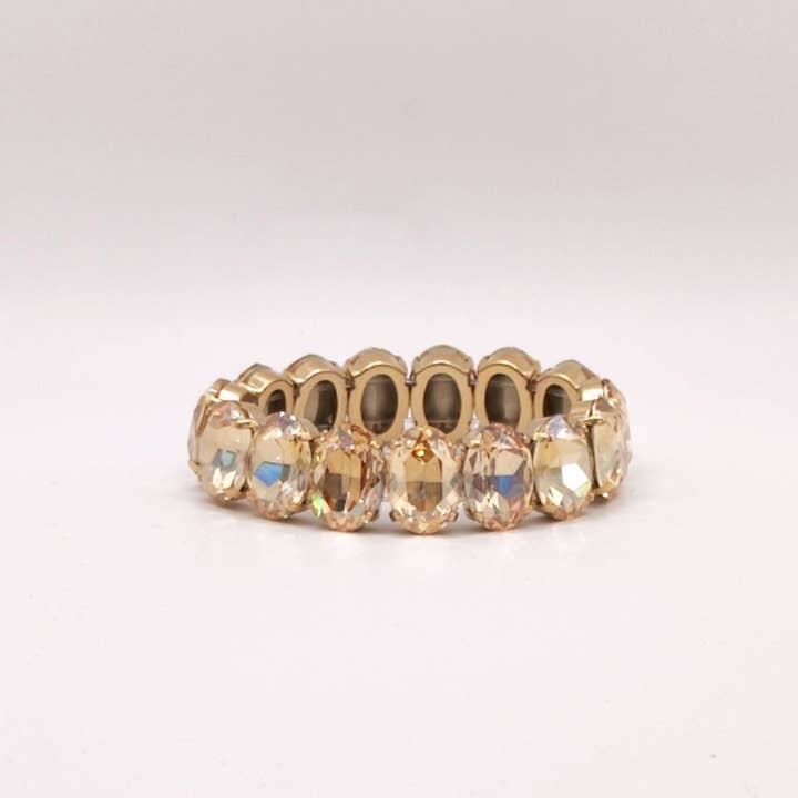 Elastic Lux Oval Stones Bracelets - Golden Shadow Ovp for wholesale by QUÉ MÁS JEWELS