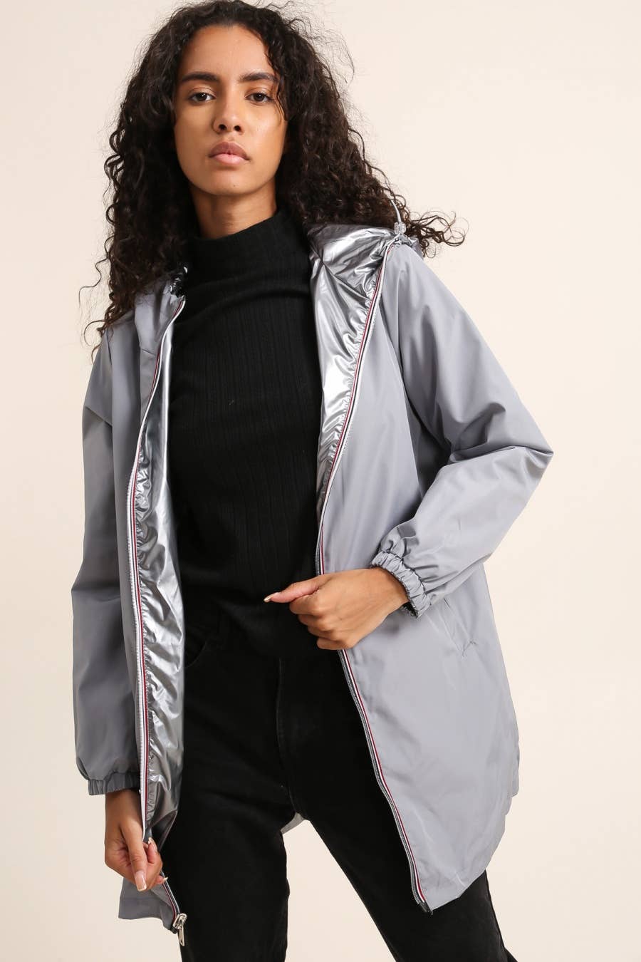 Attrait Paris - Wholesale Raincoat - Women's - Long reversible hooded waterproof jacket41