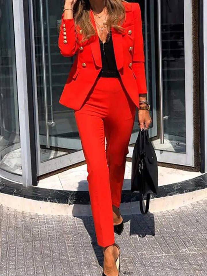 Y2K Ljus Dubbelknäppt Kavaj & Skräddarsydda Byxor Set för wholesale av Flarix