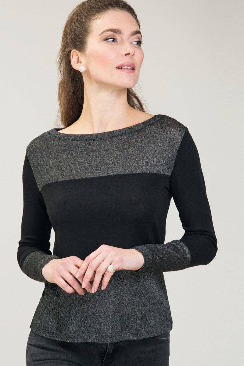 Negro Penelope Barchetta - Wool and Silk with lurex fabric for wholesale on Faire0