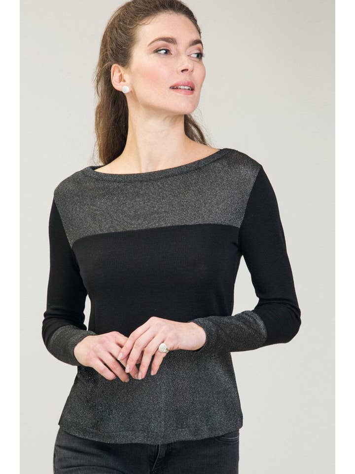 Negro Penelope Barchetta - Wool and Silk with lurex fabric for wholesale on Faire