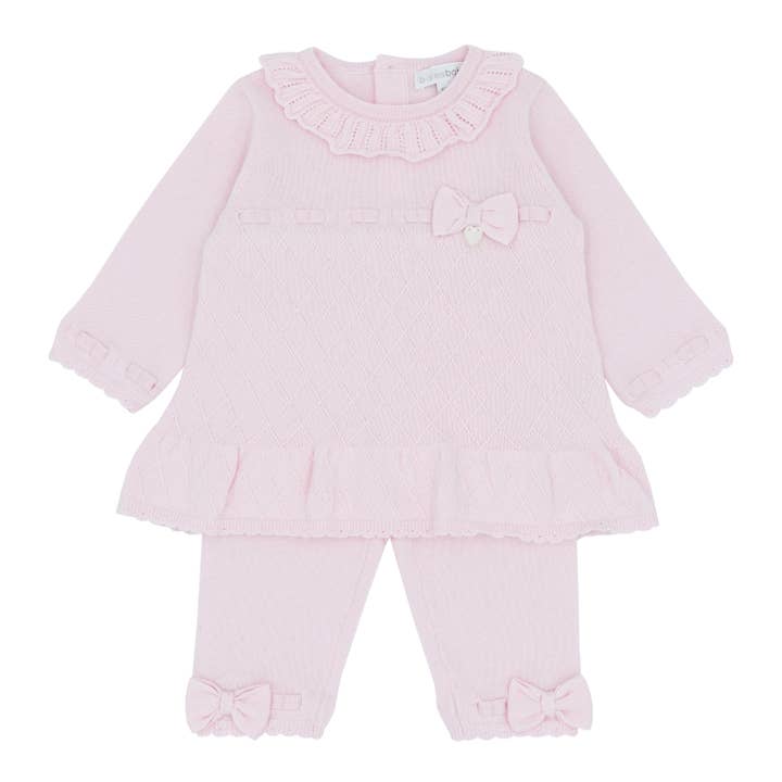 Ensemble tunique tricotée rose pour filles HALLE pour la vente par Blues Baby