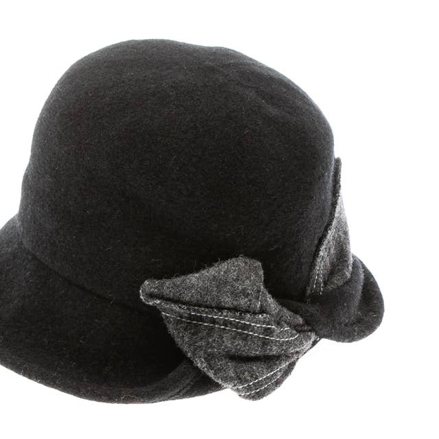 DNMC - Wholesale Cloche Hat - Women's - Shapeable Wool Cloche W/ Bow - 3 Colors0
