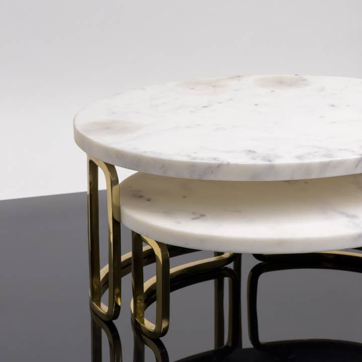 India Handicrafts Inc - Wholesale Cake Stand - White Marble Oval Cake Stands, Set of 26