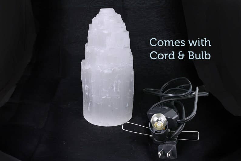 Designs by Deekay Inc. - Wholesale Accent/Desk Lamp - Selenite Crystal Lamp w/ Cord + Bulb (6 in.)1