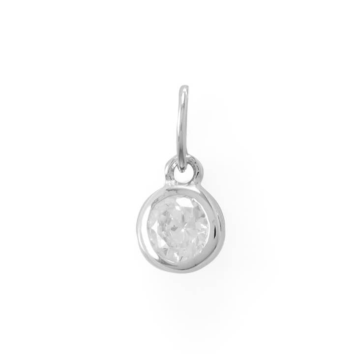 Silver Stars Collection - Wholesale Individual Charm/Pendant - Rhodium Plated Round CZ Birthstones Charm (January-December)3