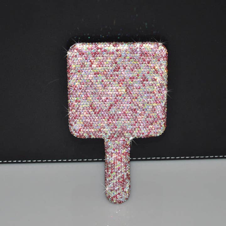 Ole - Wholesale Compact mirror - Square Ceramic Rhinestone Hand Mirror M04304