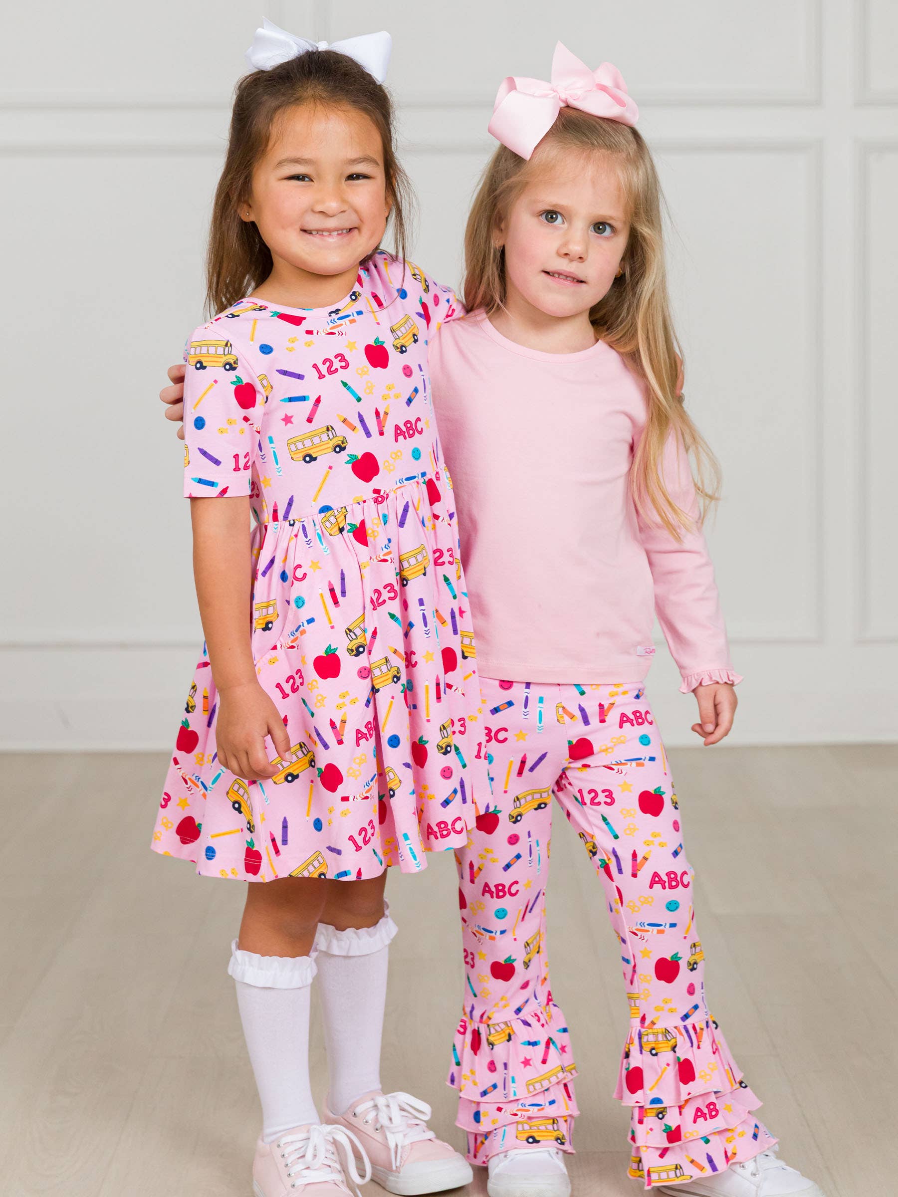 Baby Girls Pink School House Ruffle Flare Pants for wholesale on Faire5