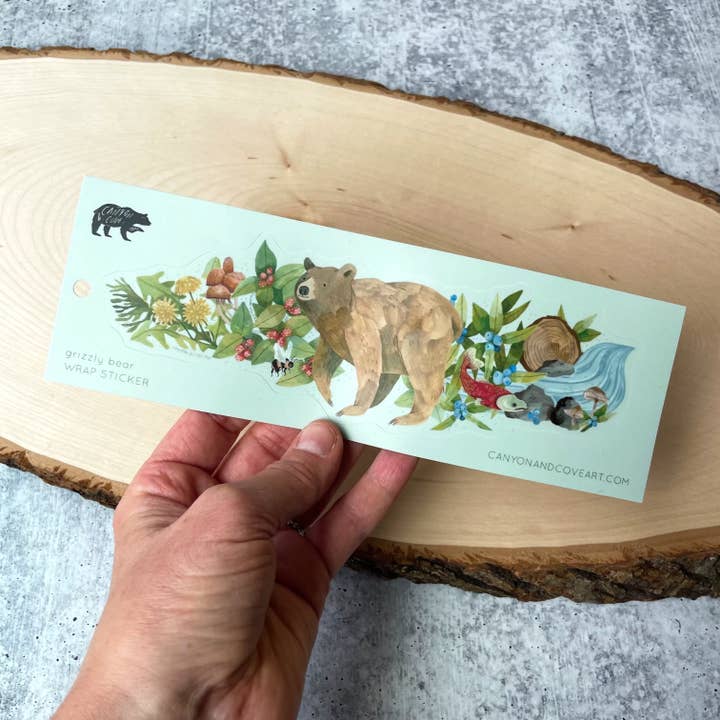 Grizzly Bear Wrap Sticker for wholesale by Canyon & Cove Art