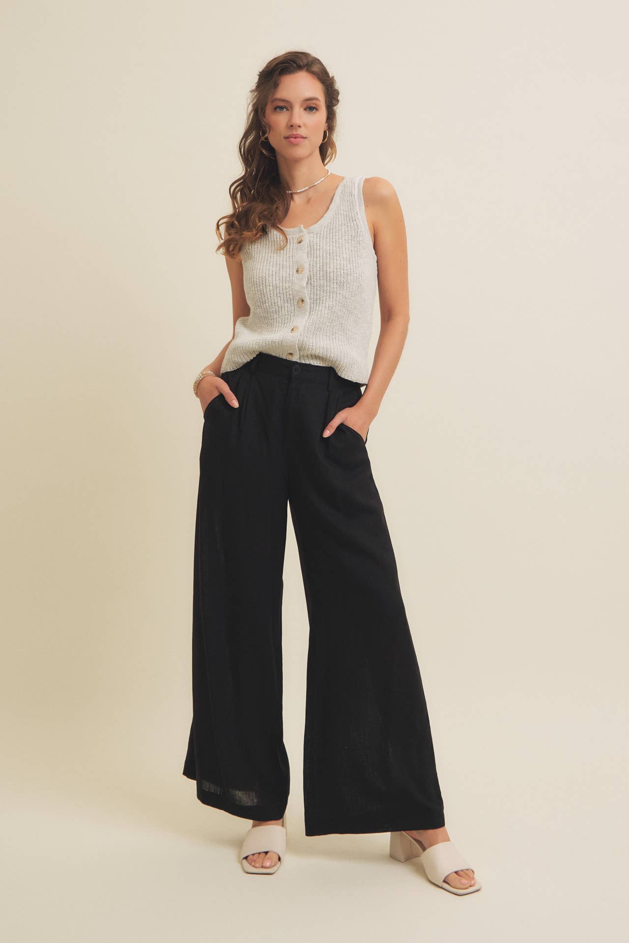 in february - Wholesale Pants - Women's - MINIMALIST MUSE DRAPEY WIDE-LEG LINEN TROUSERS23