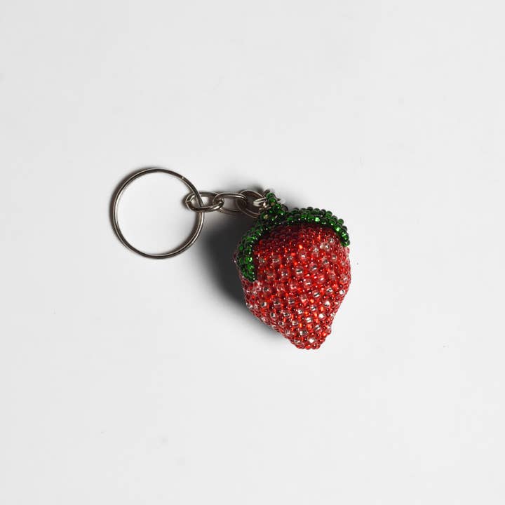 Lumily - Wholesale Keychain - Women's - Strawberry Seed Bead Keychain - Guatemala