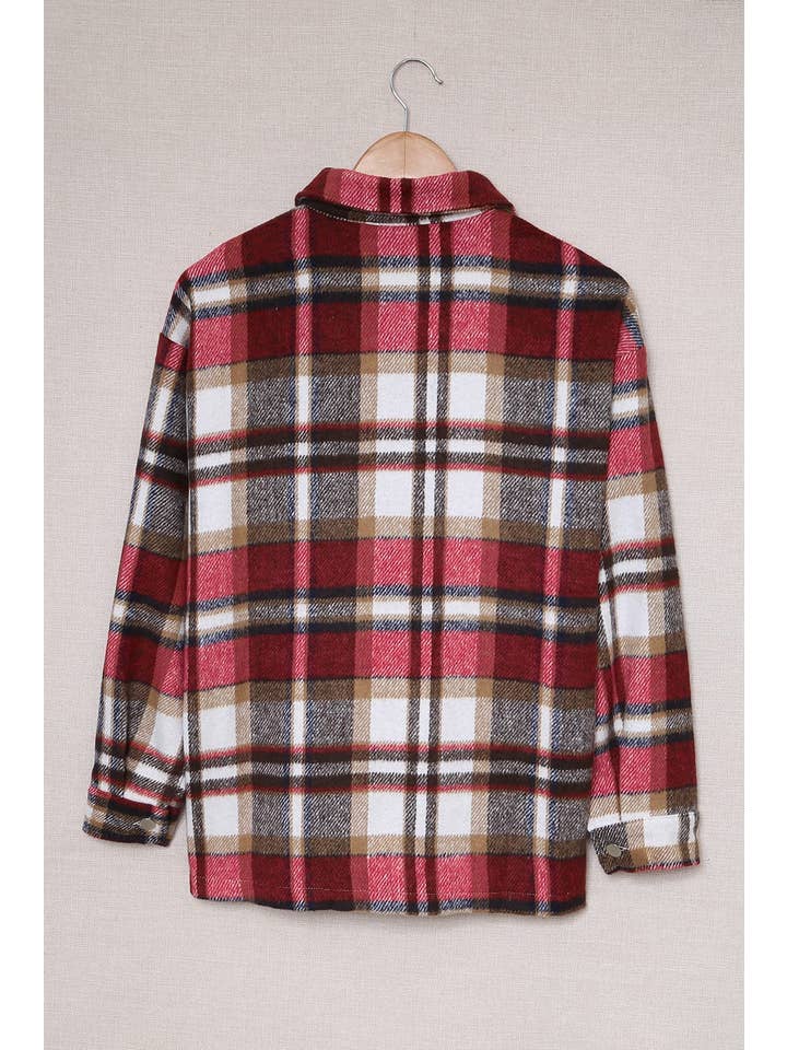 PRETTY BASH - Wholesale Shirt Jacket/Shacket - Women's - Plaid Pocketed Button Front Shacket5