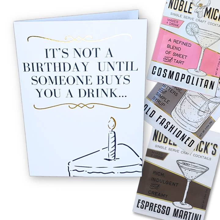 Cocktail and Cards / Not A Birthday Card for wholesale by Noble Mick's - Craft Beverage Company