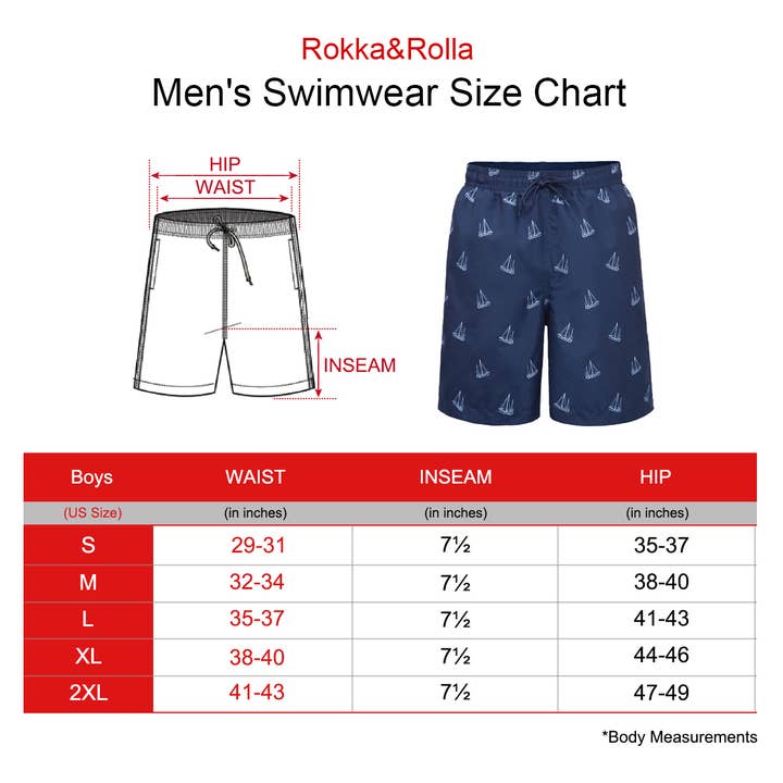 Rokka & Rolla - Wholesale Swim Shorts - Men's - Men's 7.5'' Swim Trunks Beach Shorts Quick Dry Swimwear4