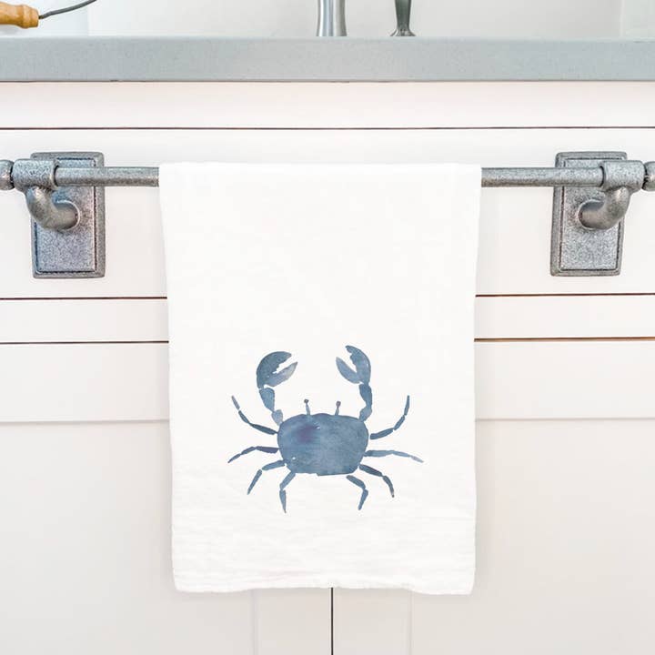 Blue Crab - Customizable Cotton Tea Towel for wholesale by Cottage Shore