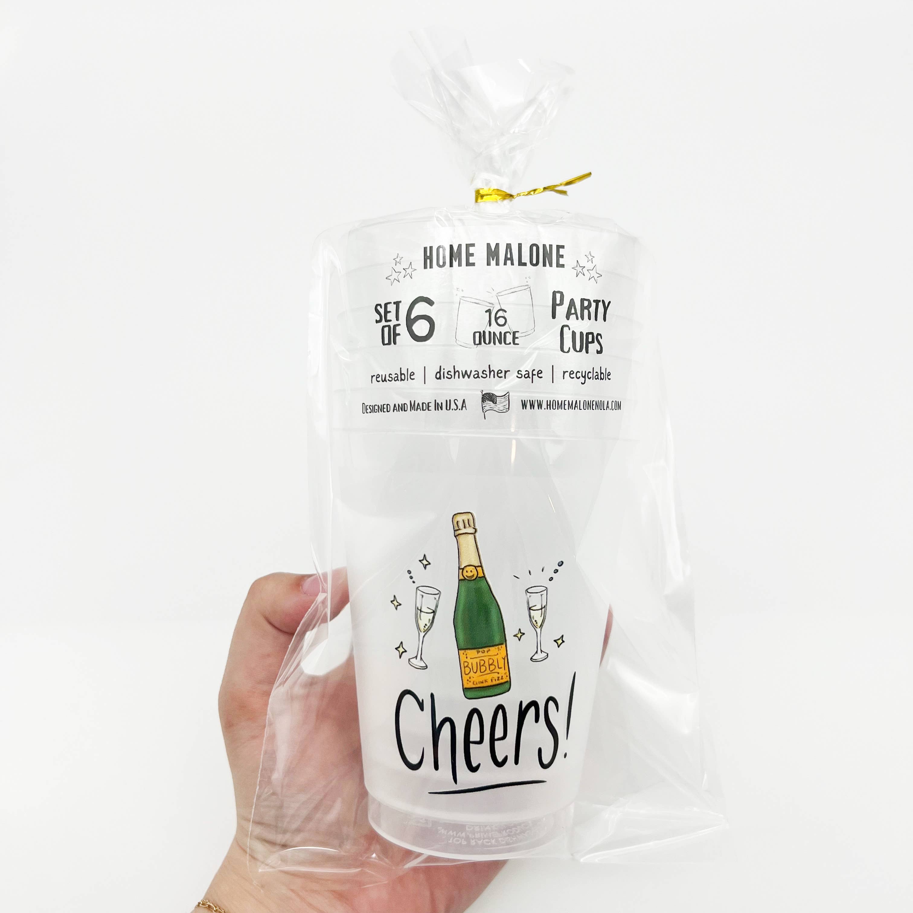 Home Malone - Venta al por mayor Taza desechable - Set de copas Champagne Cheers Party, para celebrar una fiesta con burbujas2