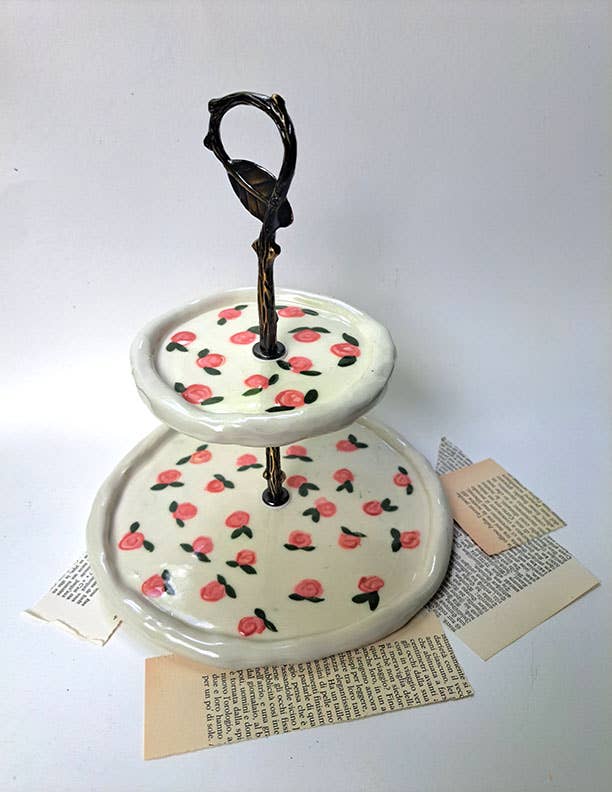 Boutique d'Ailleurs - Wholesale Dinner Plate - Two-Tier Plate with Floral Pattern