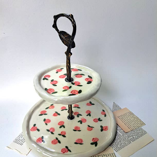 Boutique d'Ailleurs - Wholesale Dinner Plate - Two-Tier Plate with Floral Pattern0