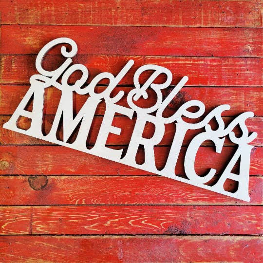 God Bless America- Unfinished Wood Words for wholesale by Studio 29 Eleven