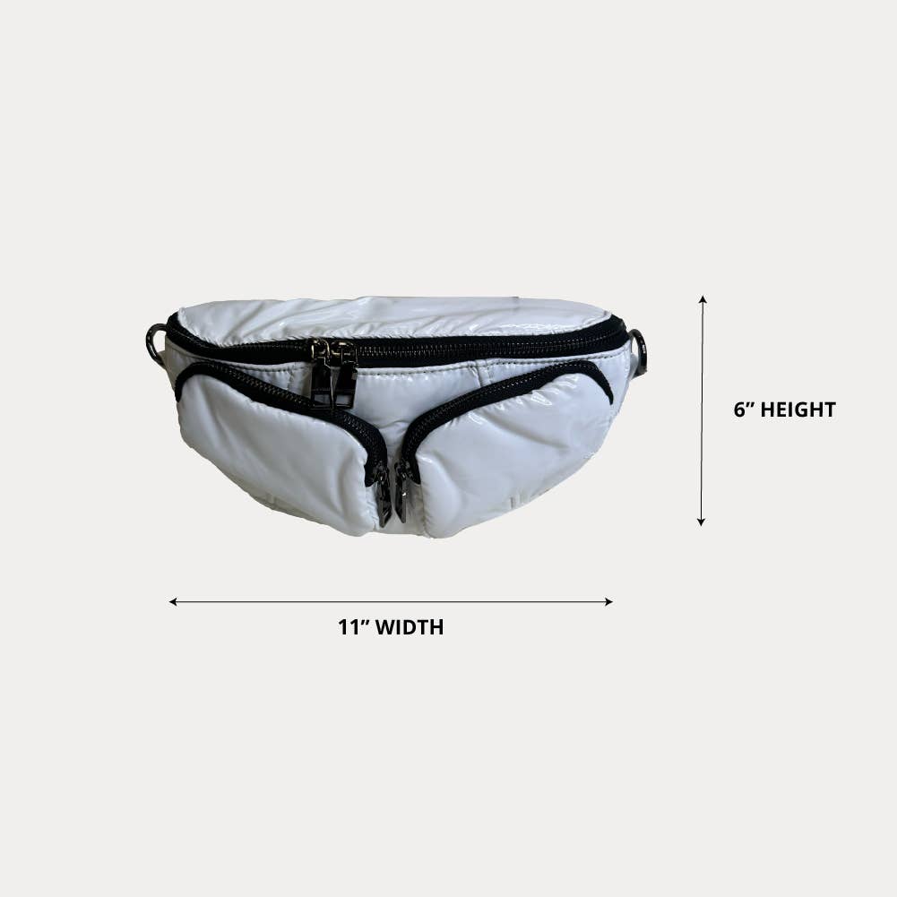 AHDORNED - Wholesale Belt Bag - Women's - Rachel Double Pocket Puffy Sling/Waist Bag w/Black Resin Cha19