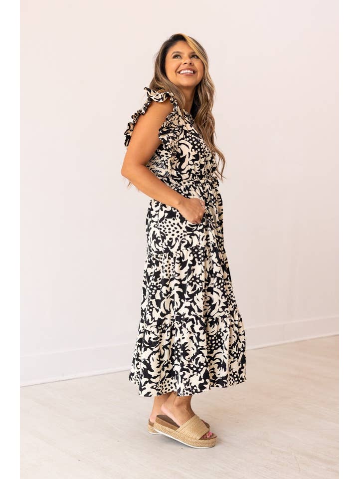 Beige and Black Abstract Dress for wholesale on Faire3