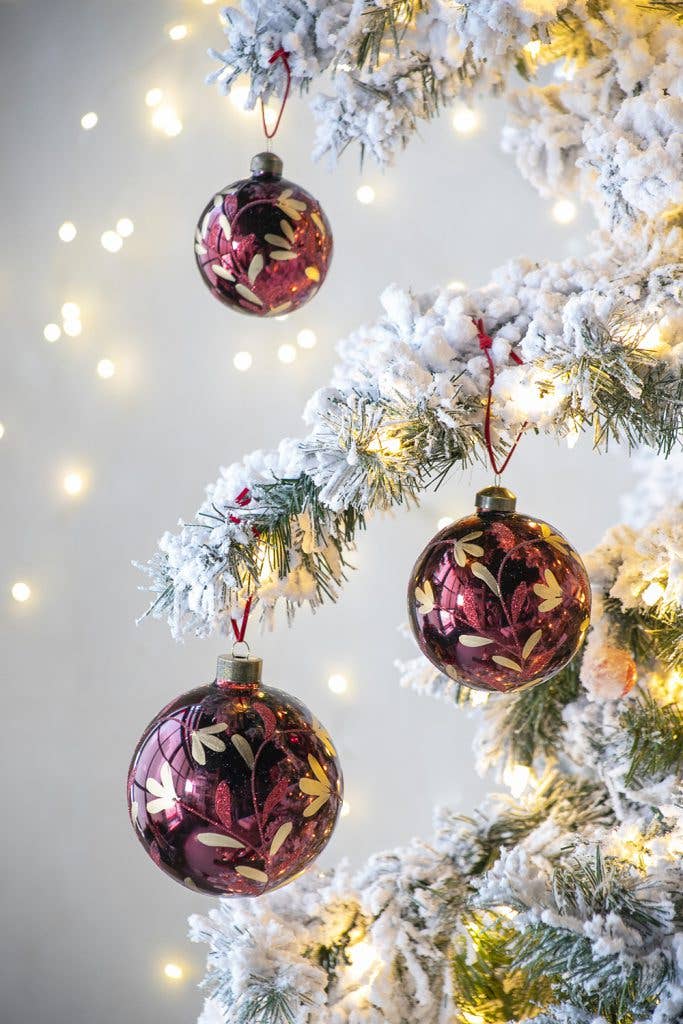 A&B Home Group Inc. - Vente Objets de décoration - Boule de Noël en verre D3" - Rouge/Or4