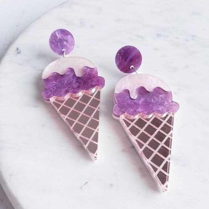 Purple Ice Cream Acrylic Earrings for wholesale by Pretty Pickie