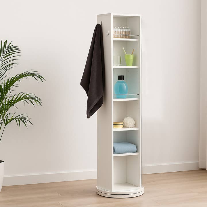 Rotating Mirror Cabinet with Shelves – White for wholesale on Faire1