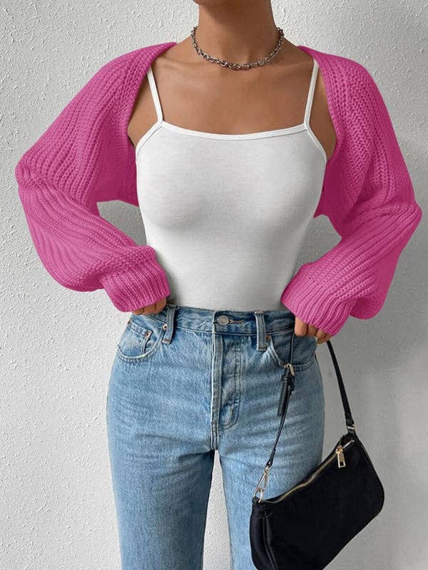 Plush Looks - Wholesale Cardigan - Women's - Barbie Long Sleeves Loose Solid Color Split-Joint Cardigan Tops7