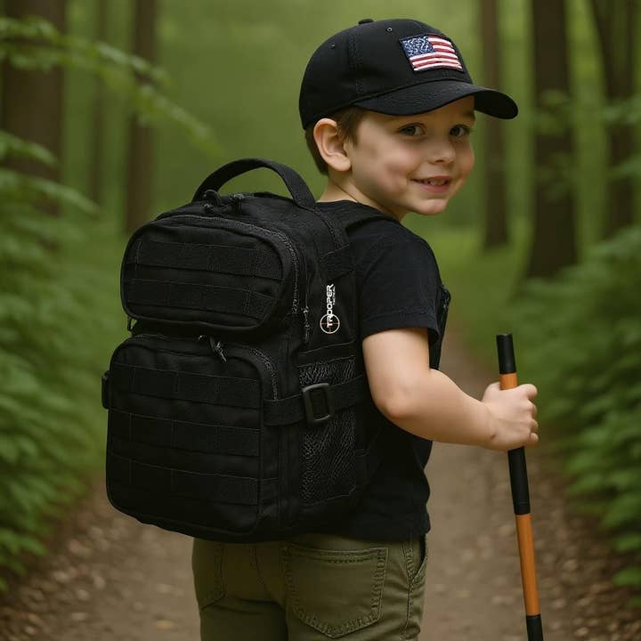 Youth Black Tactical Backpack for wholesale by Trooper Clothing